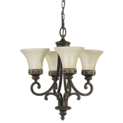 Elstead Lighting Drawing Room Kronleuchter 4-Light Wallnuss Braun E27