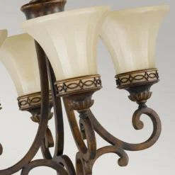 Elstead Lighting Drawing Room Kronleuchter 4-Light Wallnuss Braun E27