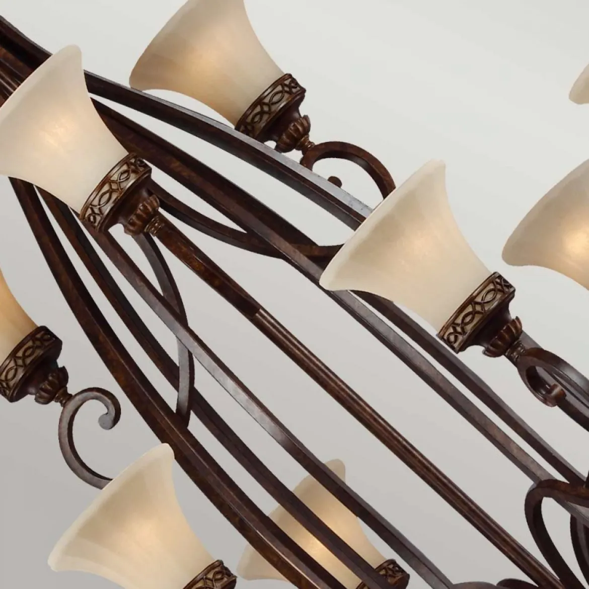 Elstead Lighting Drawing Room Kronleuchter 18-Light E27 Wallnuss Braun