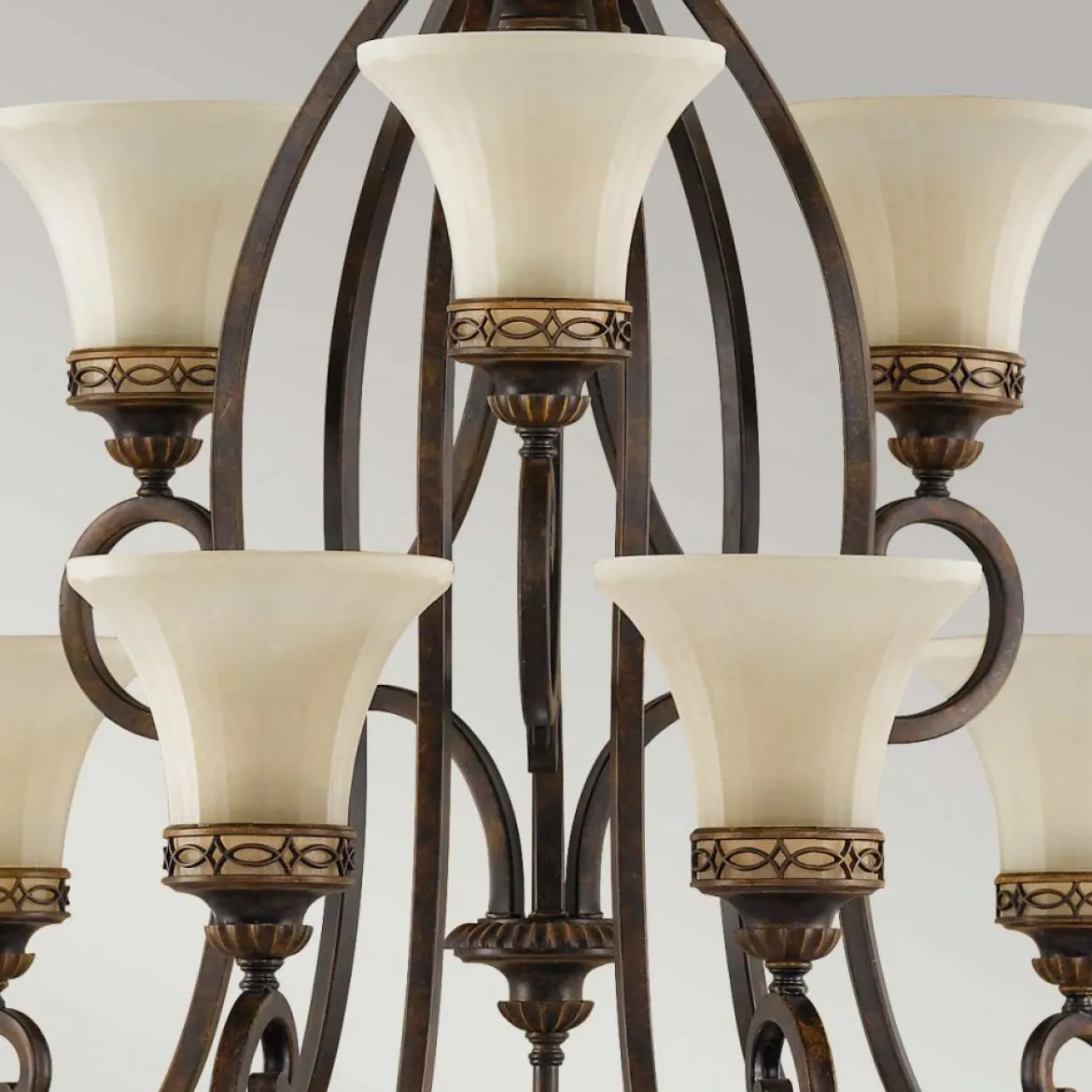 Elstead Lighting Drawing Room Kronleuchter 9-Light Wallnuss Braun E27