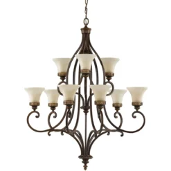 Elstead Lighting Drawing Room Kronleuchter 9-Light Wallnuss Braun E27