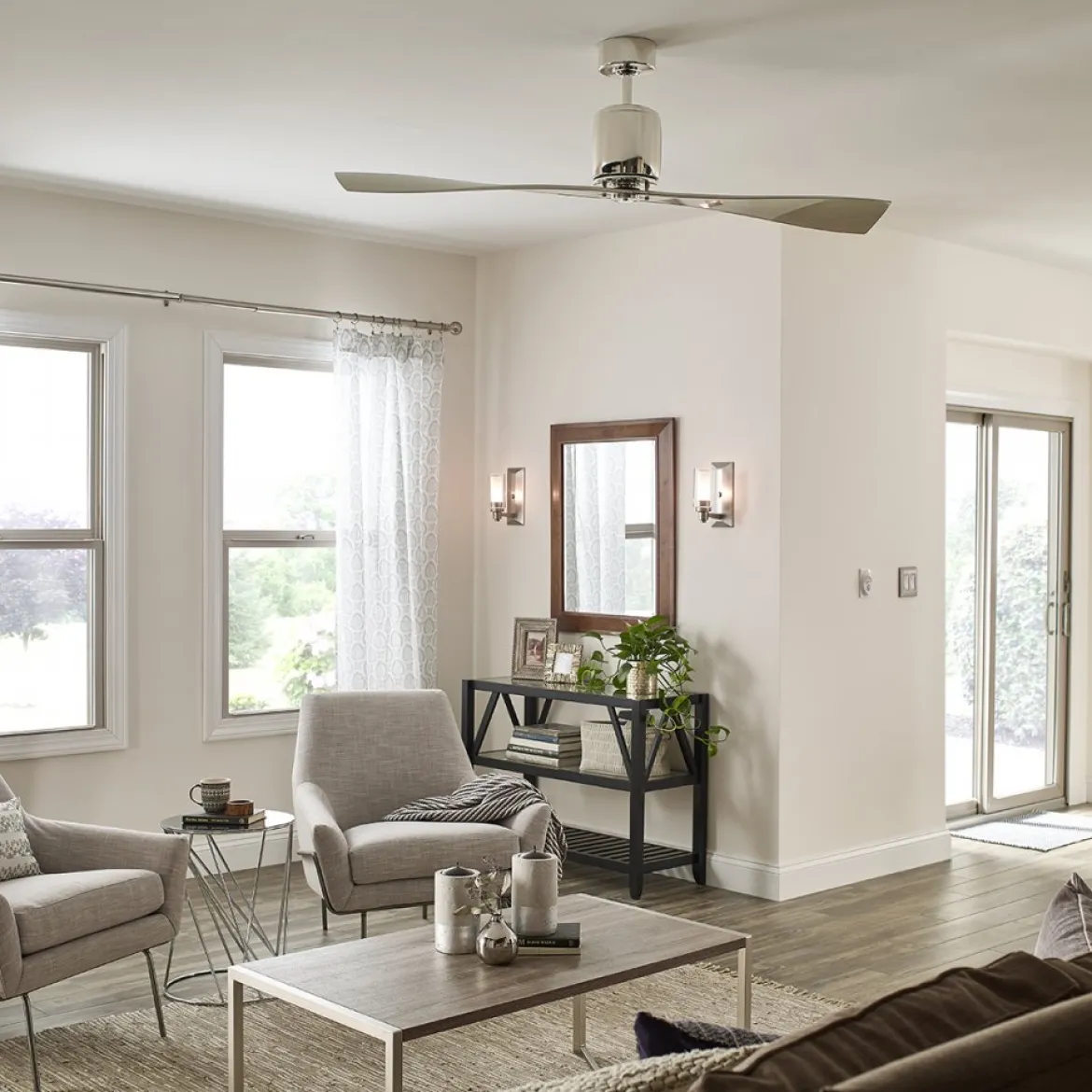 Elstead Lighting Ferron Deckenventilator Nickel poliert