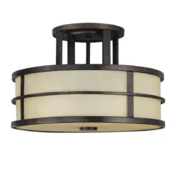 Elstead Lighting Fusion Deckenleuchte 3-Light Semi-Flush Bronze Amber 35cm E27
