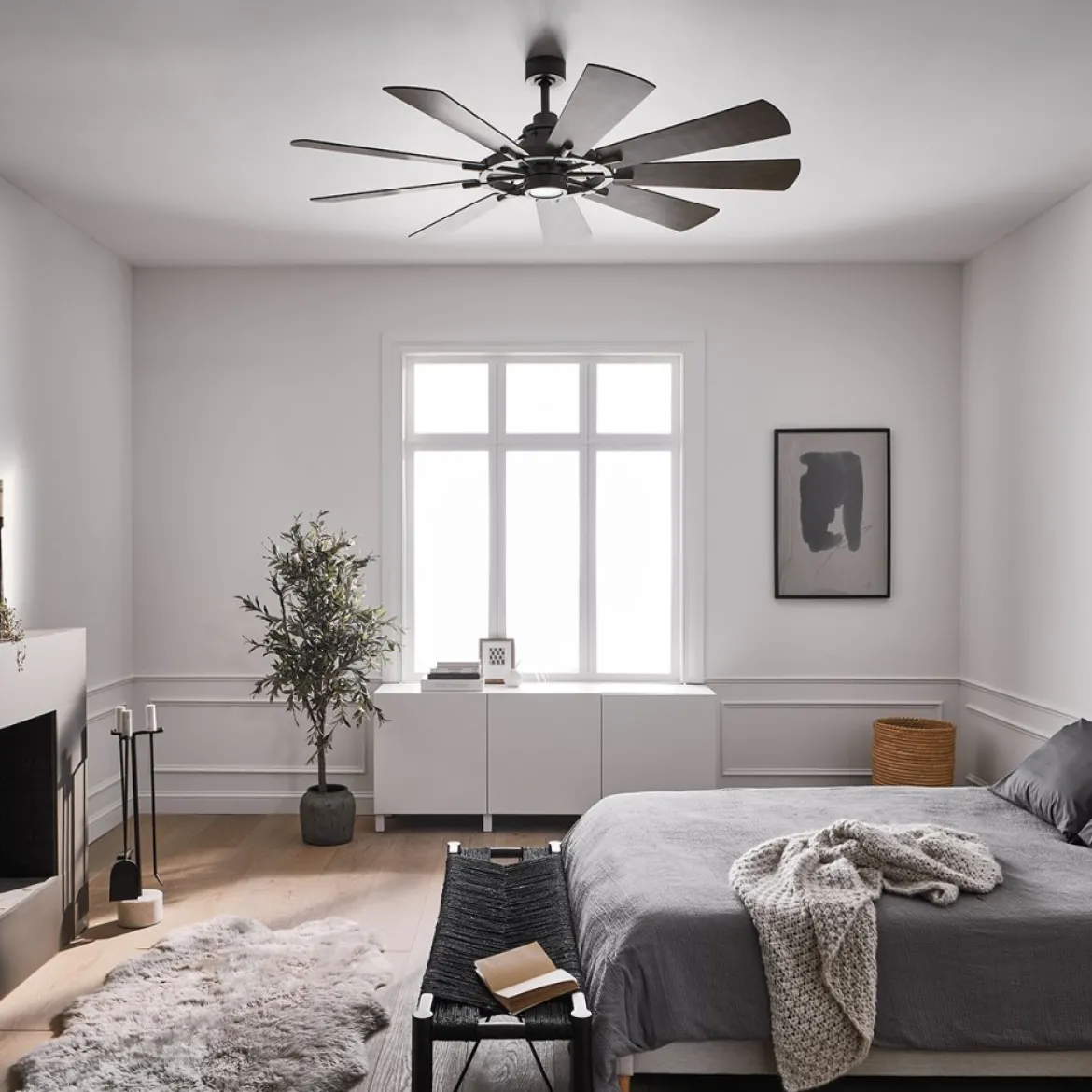 Elstead Lighting Gentry Deckenventilator LED Zink Holz