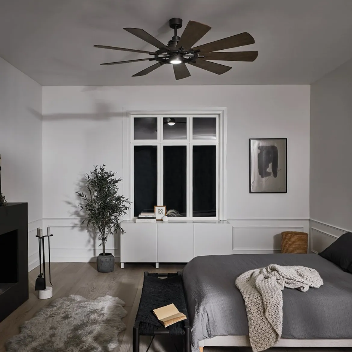 Elstead Lighting Gentry Deckenventilator LED Zink Holz
