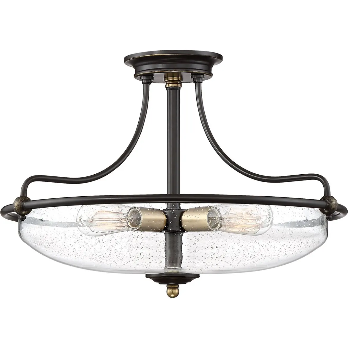Elstead Lighting Griffin 3-Light Semi-Flush Light Deckenleuchte Bronze Glas