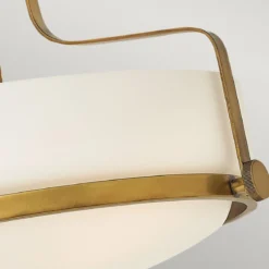 Elstead Lighting Harper Deckenleuchte Semi-Flush Small Messing Opalglas E27