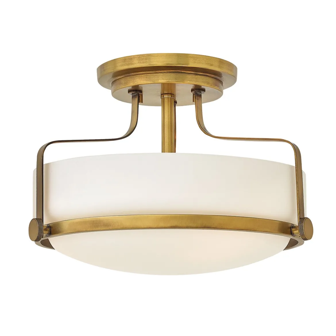 Elstead Lighting Harper Deckenleuchte Semi-Flush Small Messing Opalglas E27