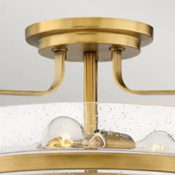 Elstead Lighting Harper Deckenleuchte Semi-Flush Medium 3-Light Messing Klarglas E27