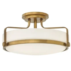 Elstead Lighting Harper Deckenleuchte Semi-Flush Medium 3-Light Messing Opalglas E27