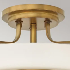 Elstead Lighting Harper Deckenleuchte Semi-Flush Medium 3-Light Messing Opalglas E27