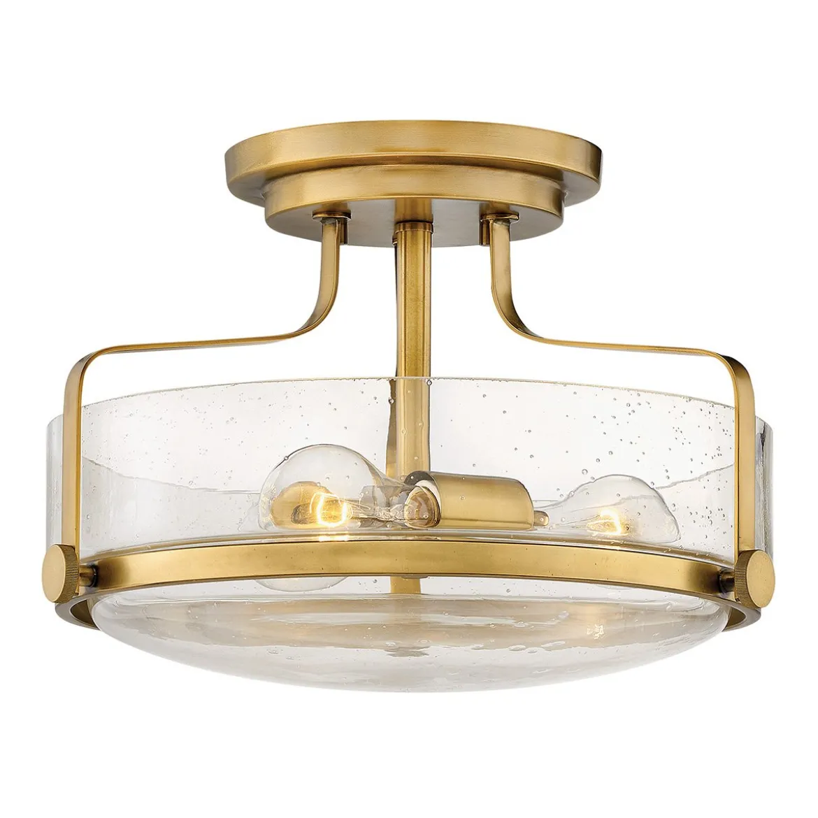 Elstead Lighting Harper Deckenleuchte Semi-Flush Small Messing Klarglas E27