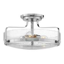 Elstead Lighting Harper Deckenleuchte Semi-Flush Medium 3-Light Chrom poliert Klarglas E27