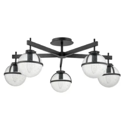 Elstead Lighting Hollis Deckenleuchte Semi-Flush 5-Light Schwarz Klarglas E14 IP44
