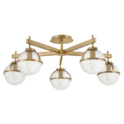 Elstead Lighting Hollis Deckenleuchte Semi-Flush 5-Light Messing Klarglas E14 IP44