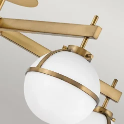 Elstead Lighting Hollis Deckenleuchte Semi-Flush 5-Light Messing Opalglas E14 IP44
