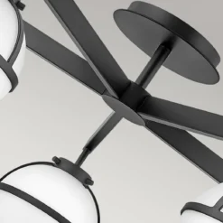 Elstead Lighting Hollis Deckenleuchte Semi-Flush 5-Light Schwarz Opalglas E14 IP44