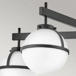 Elstead Lighting Hollis Deckenleuchte Semi-Flush 5-Light Schwarz Opalglas E14 IP44