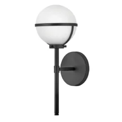 Elstead Lighting Hollis Wandleuchte 1-Light Schwarz Opalglas E14 IP44