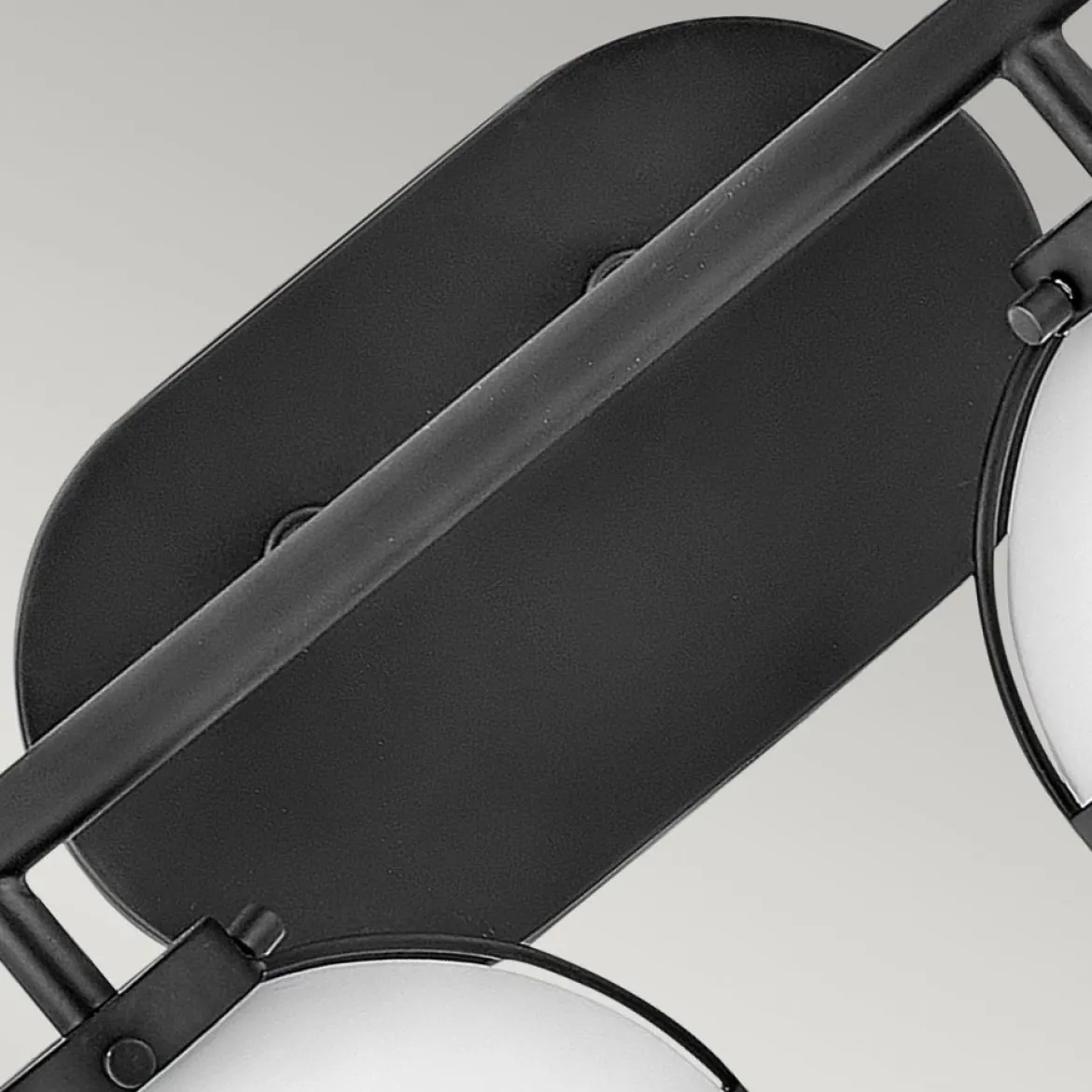 Elstead Lighting Hollis Wandleuchte 2-Light Schwarz Opalglas E14 IP44