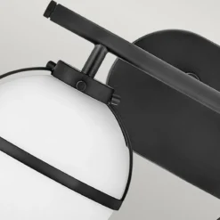 Elstead Lighting Hollis Wandleuchte 2-Light Schwarz Opalglas E14 IP44