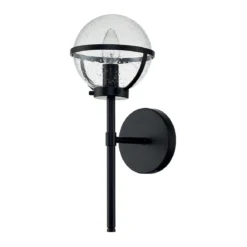 Elstead Lighting Hollis Wandleuchte 1-Light Schwarz Klarglas E14 IP44
