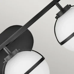 Elstead Lighting Hollis Wandleuchte 3-Light Schwarz Opalglas E14 IP44