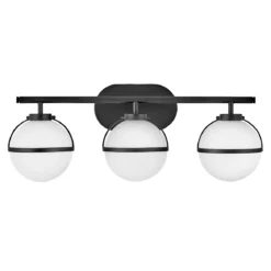 Elstead Lighting Hollis Wandleuchte 3-Light Schwarz Opalglas E14 IP44