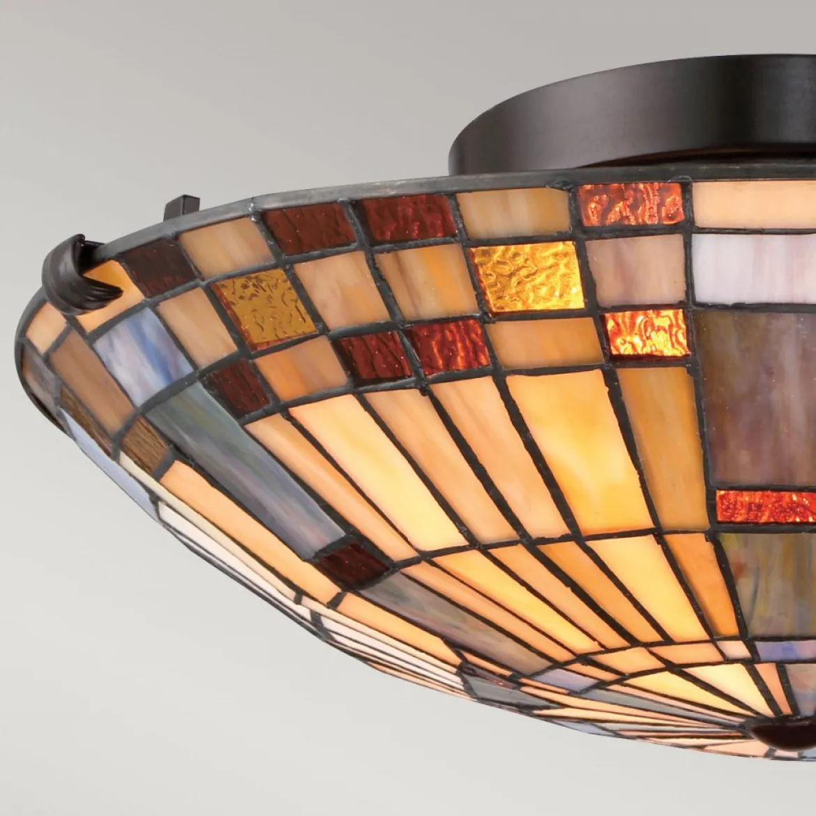 Elstead Lighting Inglenook Deckenleuchte 2-flammig Bronze Kunstglasschirm