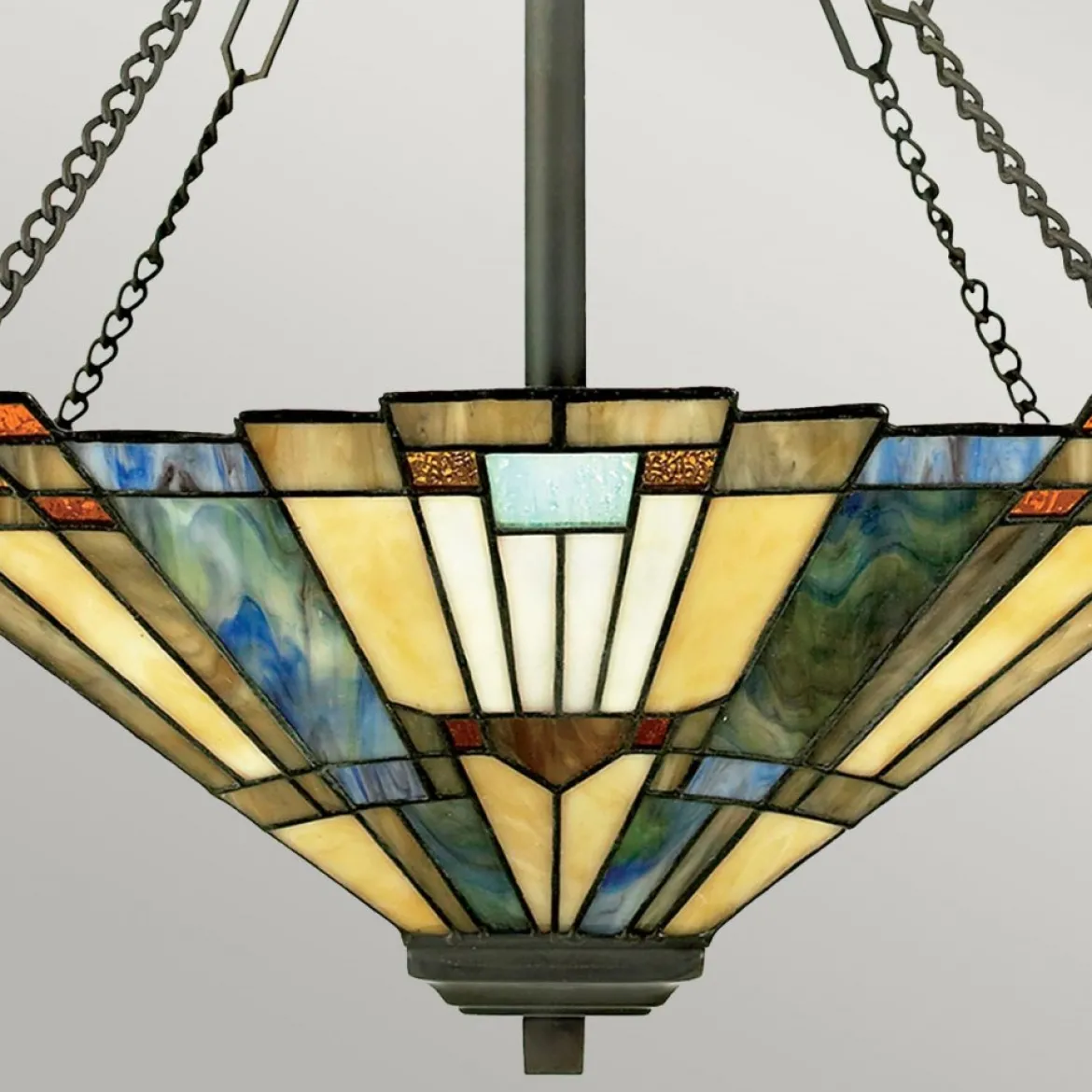 Elstead Lighting Inglenook Pendelleuchte 3-Light Up Tiffany-Stil Bronze E27