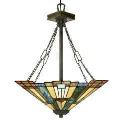 Elstead Lighting Inglenook Pendelleuchte 3-Light Up Tiffany-Stil Bronze E27