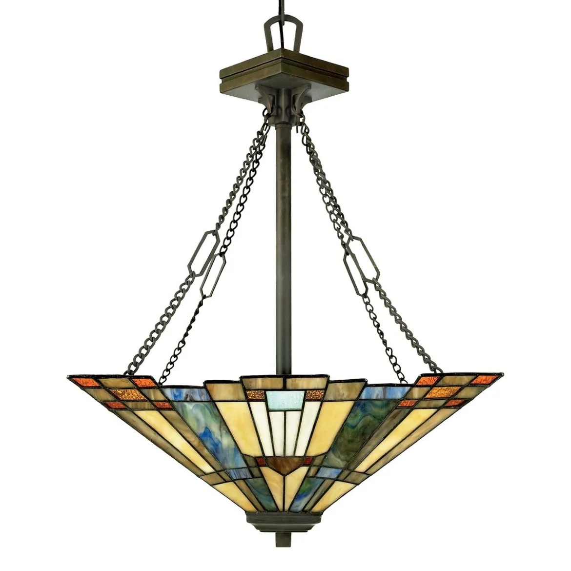 Elstead Lighting Inglenook Pendelleuchte 3-Light Up Tiffany-Stil Bronze E27