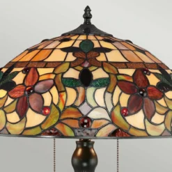 Elstead Lighting Kami Tischleuchte 2-flammig Bronze Tiffany mehrfarbig
