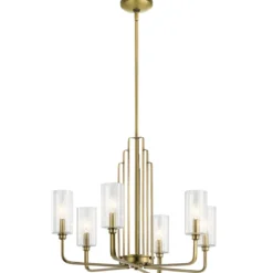 Elstead Lighting Kimrose Kronleuchter 6-Light Messing gebürstet Klarglas E14
