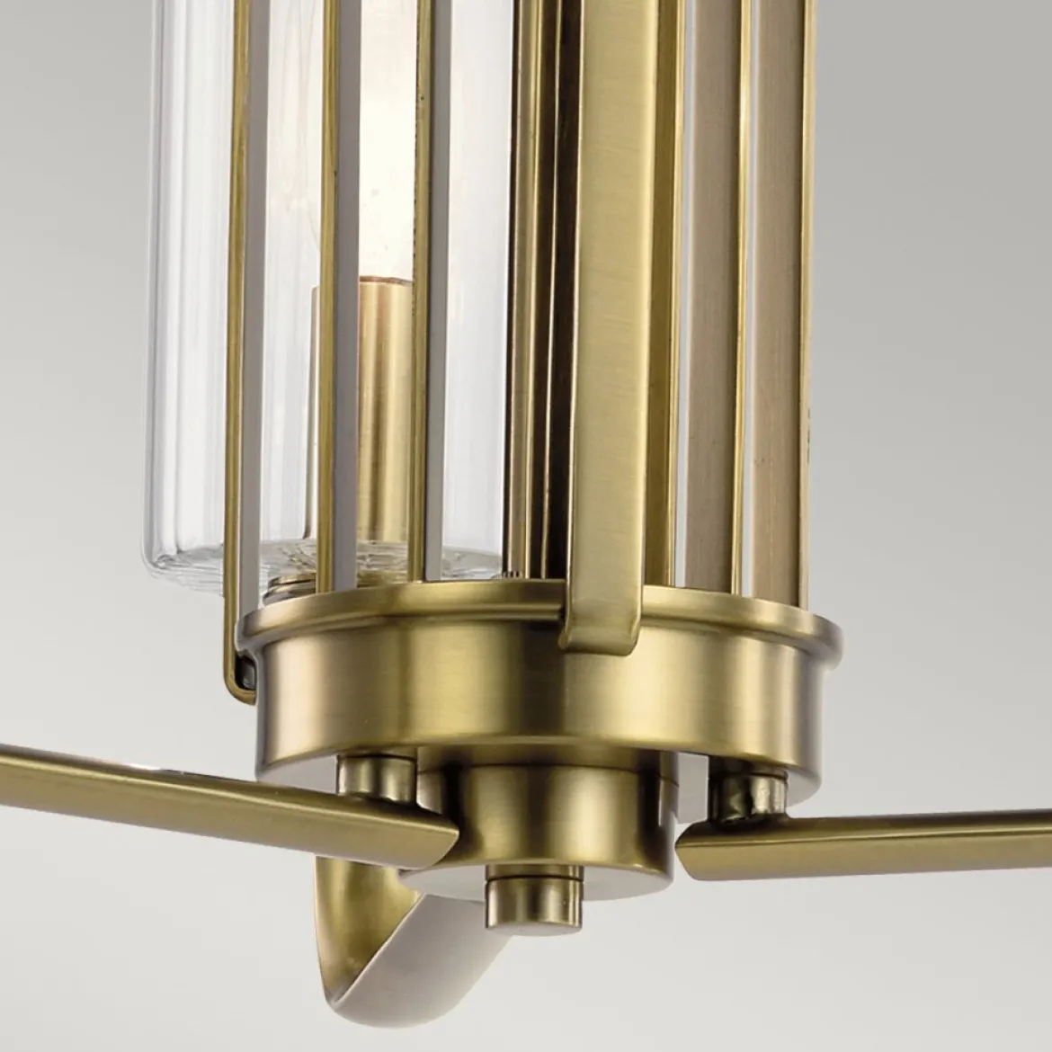 Elstead Lighting Kimrose Kronleuchter 3-Light Messing gebürstet Klarglas E14