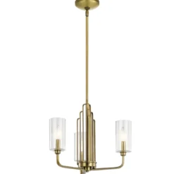 Elstead Lighting Kimrose Kronleuchter 3-Light Messing gebürstet Klarglas E14