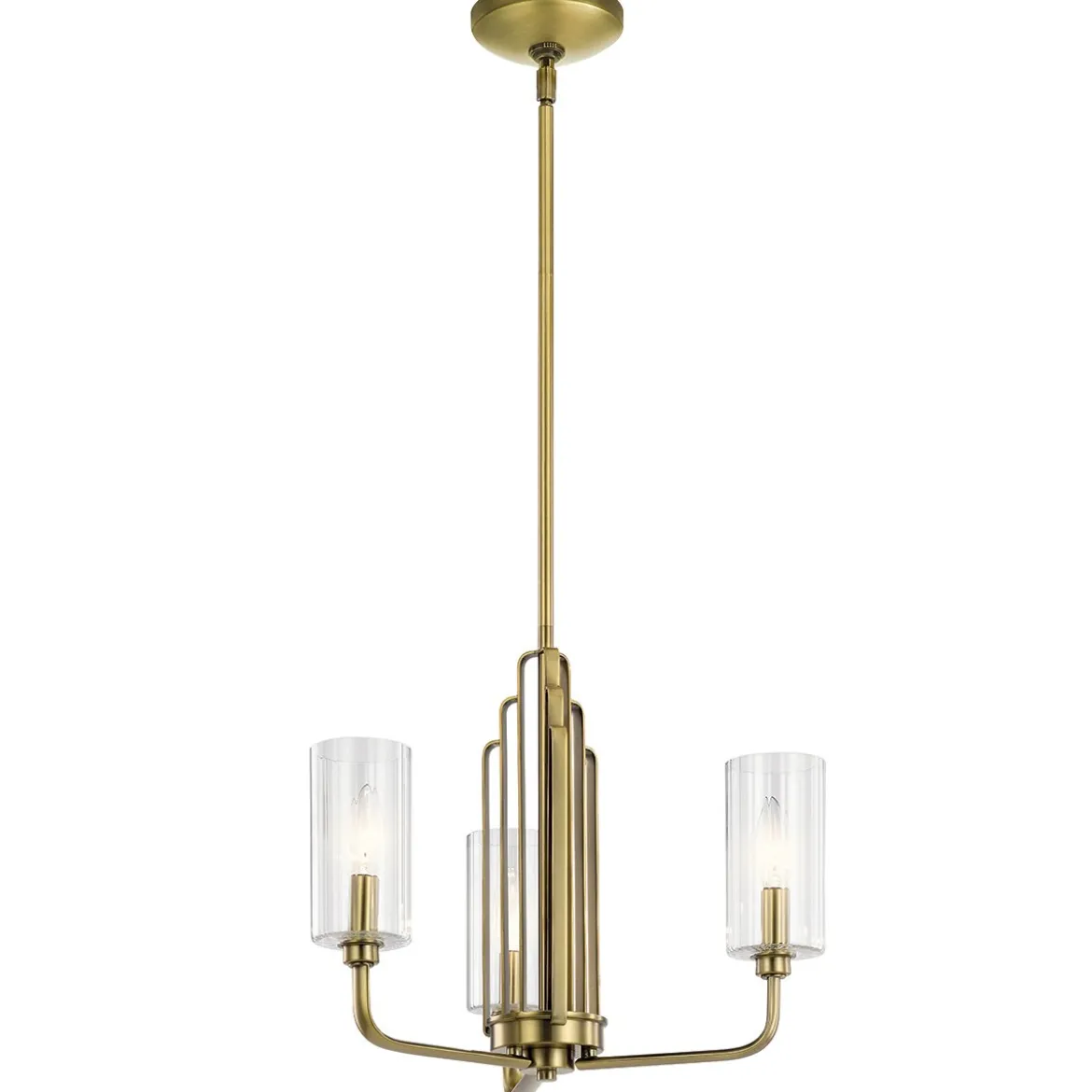 Elstead Lighting Kimrose Kronleuchter 3-Light Messing gebürstet Klarglas E14