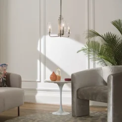 Elstead Lighting Kimrose Kronleuchter 3-Light Nickel poliert Klarglas E14