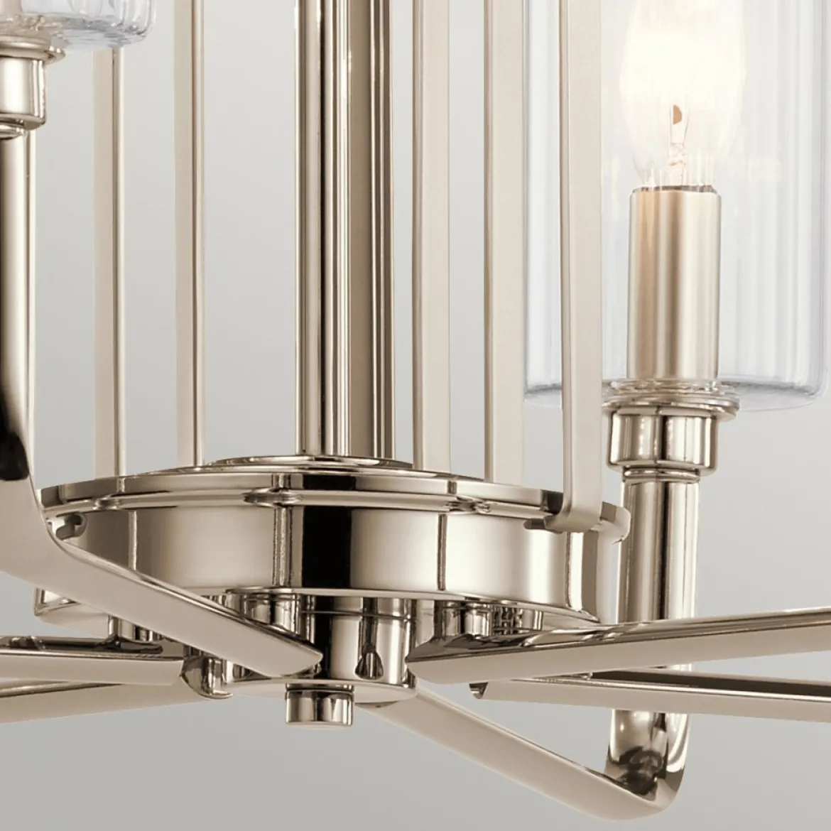 Elstead Lighting Kimrose Kronleuchter 6-Light Nickel poliert Klarglas E14
