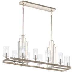 Elstead Lighting Kimrose Kronleuchter linear 10-Light Nickel poliert Klarglas E14