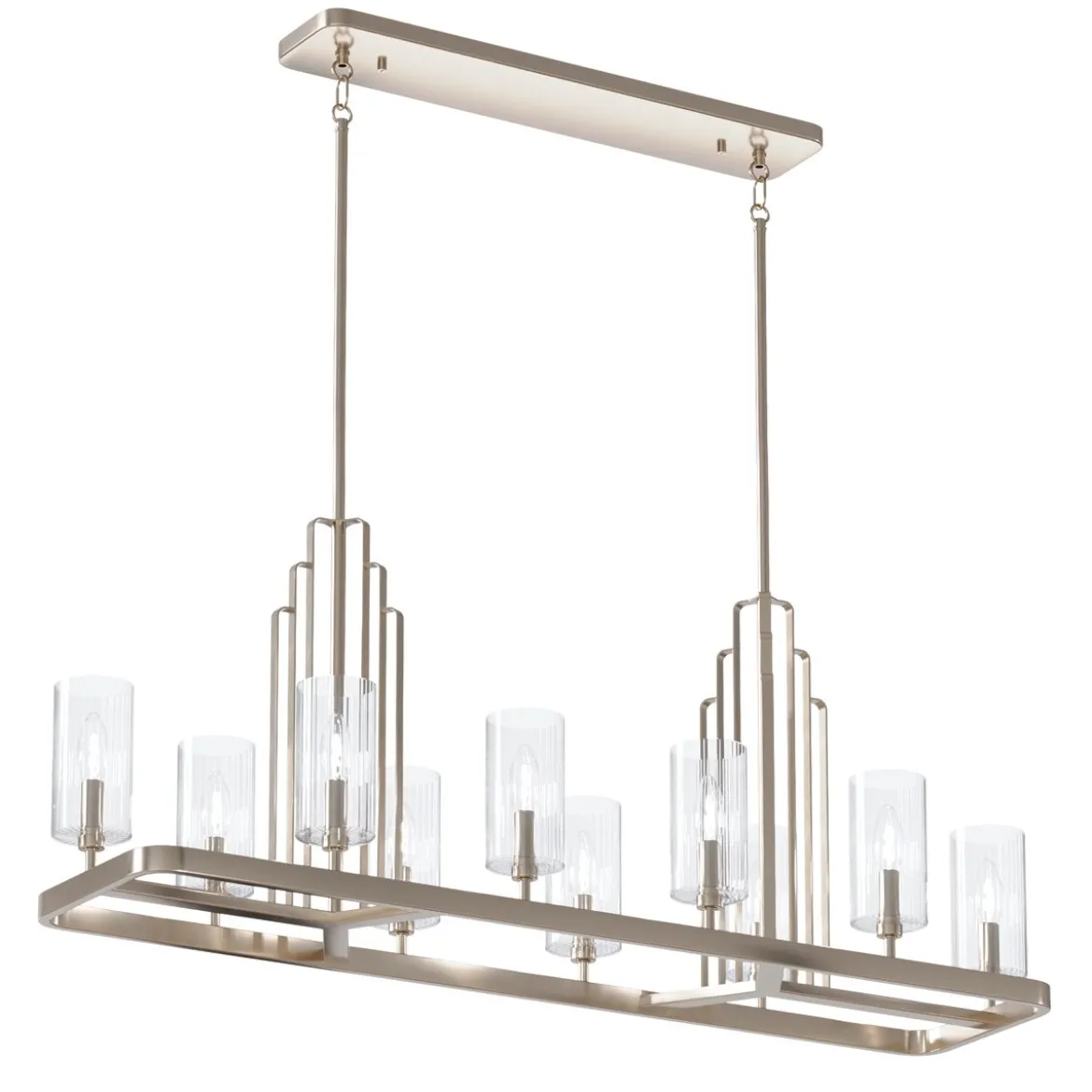 Elstead Lighting Kimrose Kronleuchter linear 10-Light Nickel poliert Klarglas E14