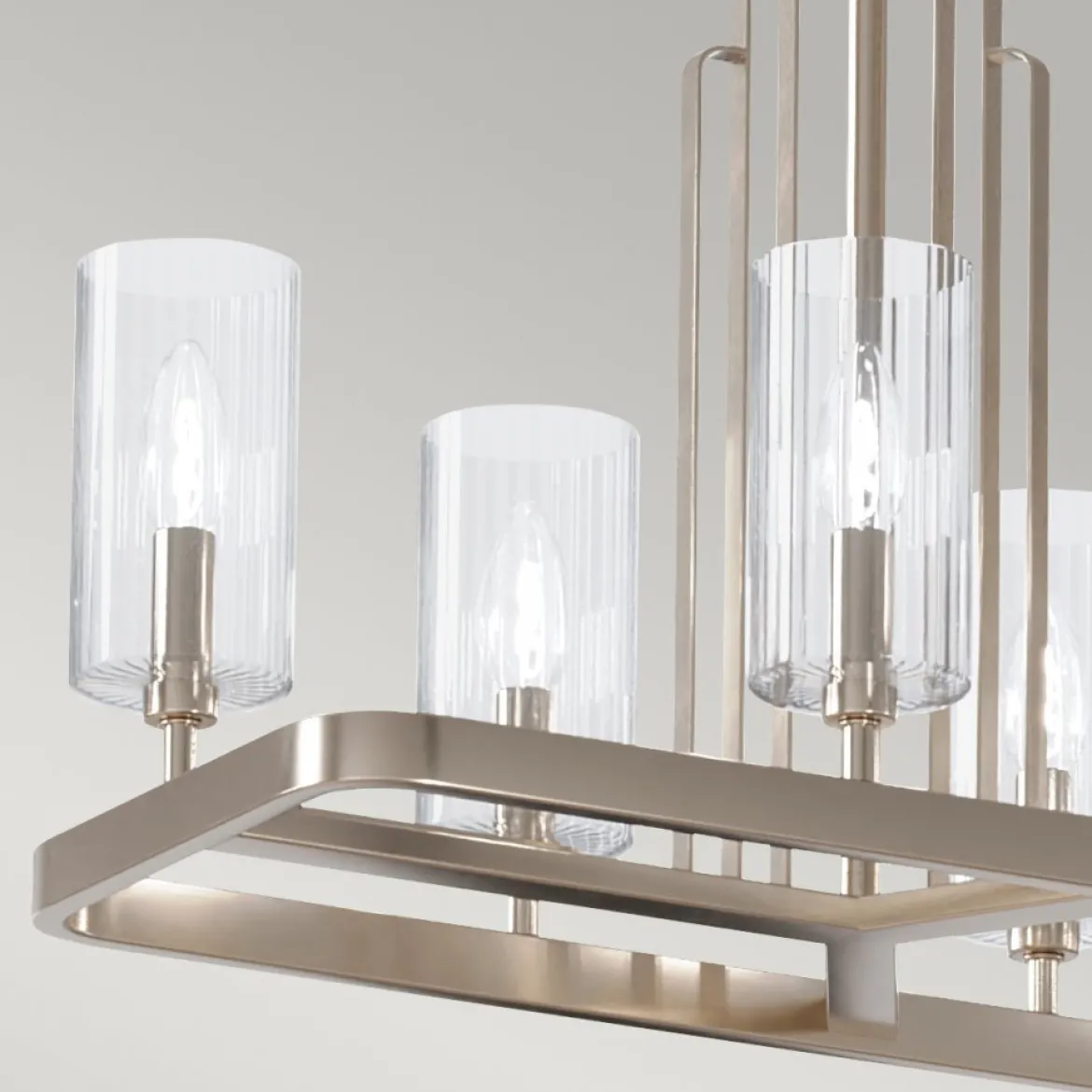 Elstead Lighting Kimrose Kronleuchter linear 10-Light Nickel poliert Klarglas E14