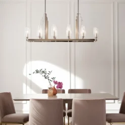Elstead Lighting Kimrose Kronleuchter linear 10-Light Nickel poliert Klarglas E14
