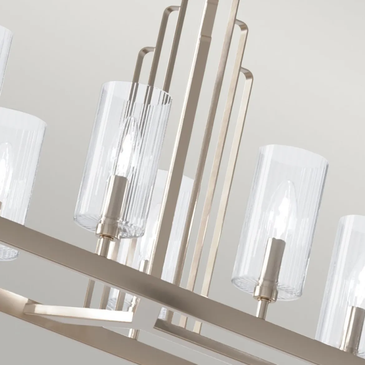 Elstead Lighting Kimrose Kronleuchter linear 10-Light Nickel poliert Klarglas E14