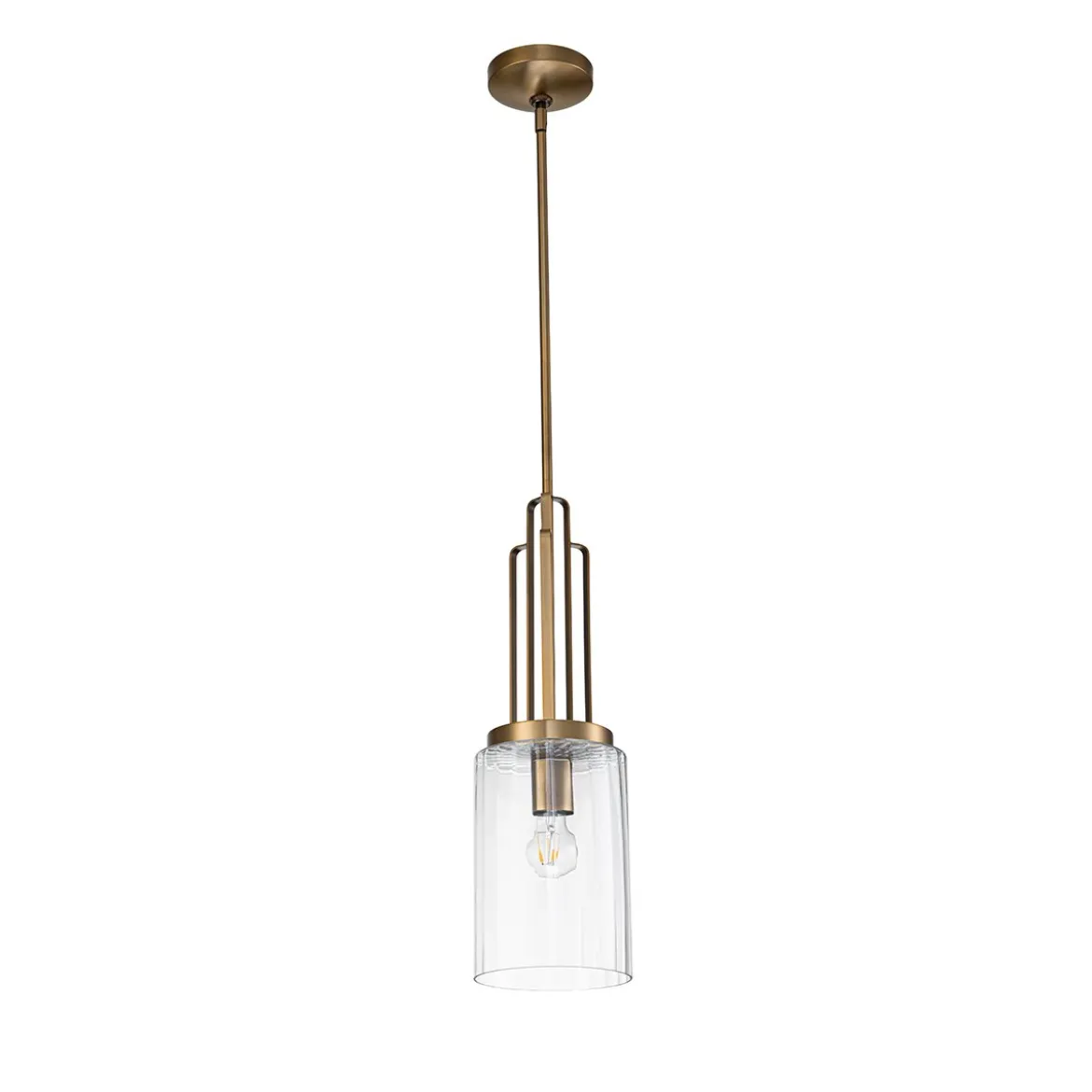 Elstead Lighting Kimrose Pendelleuchte 1-Light Messing gebürstet Klarglas E27