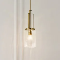 Elstead Lighting Kimrose Pendelleuchte 1-Light Messing gebürstet Klarglas E27
