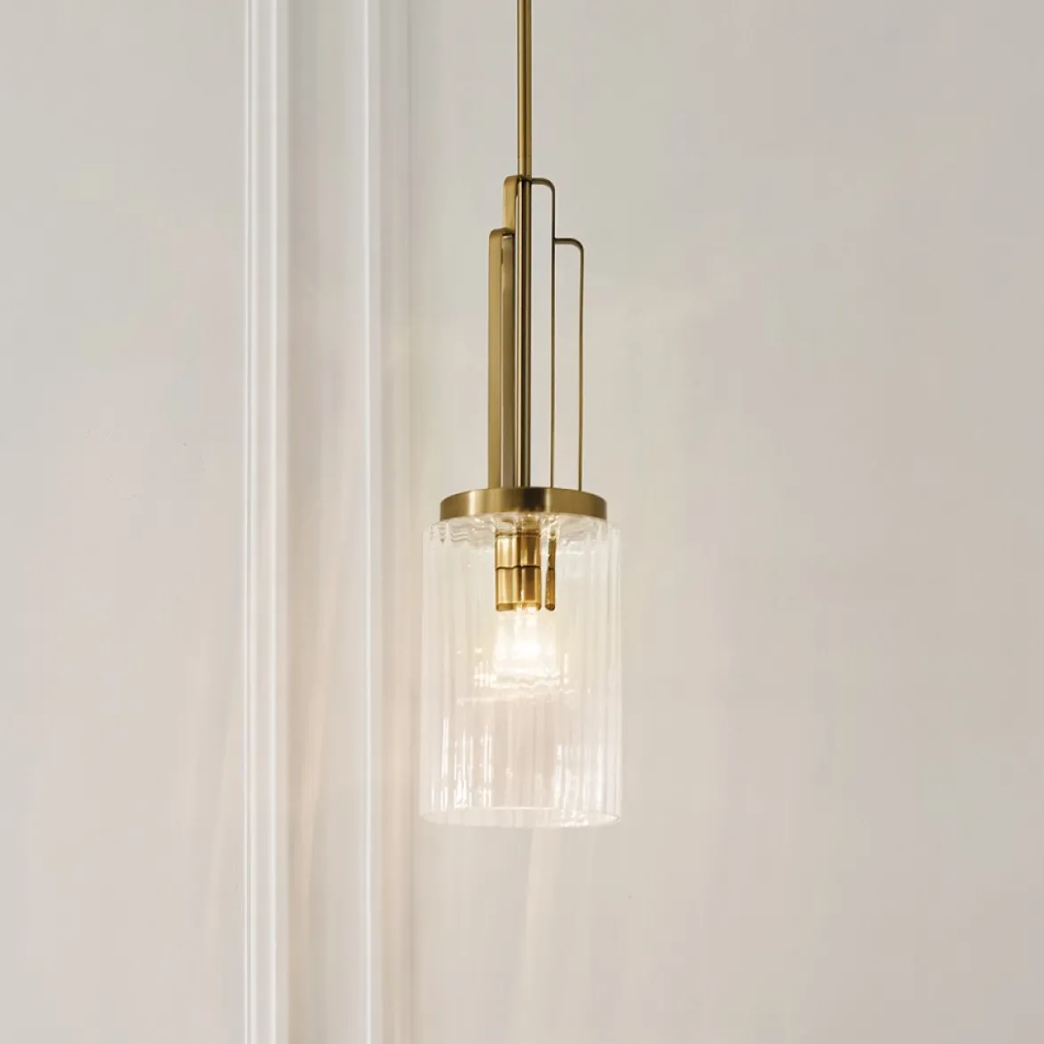 Elstead Lighting Kimrose Pendelleuchte 1-Light Messing gebürstet Klarglas E27