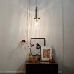 Elstead Lighting Kimrose Pendelleuchte 1-Light Messing gebürstet Klarglas E27