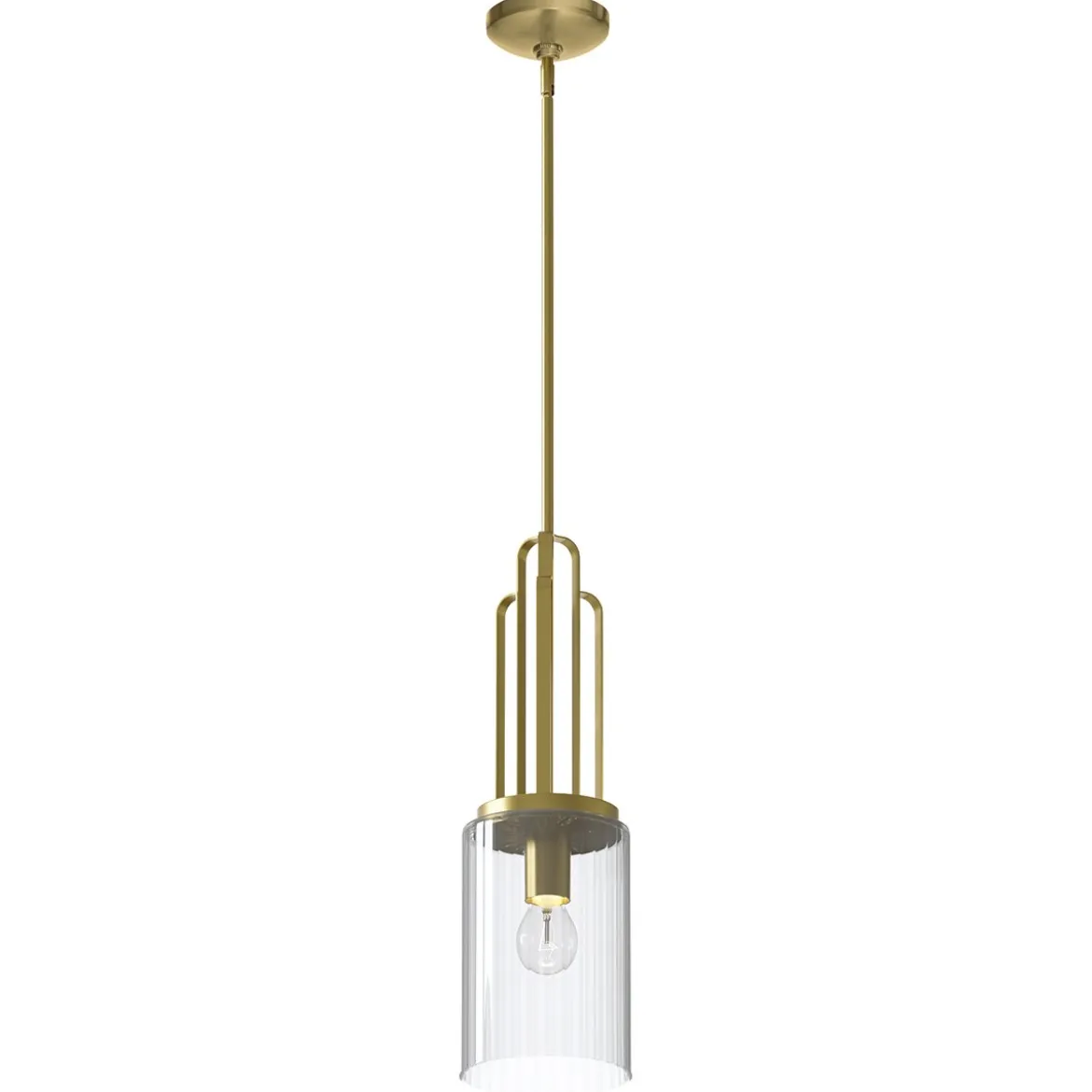 Elstead Lighting Kimrose Pendelleuchte 1-Light Messing gebürstet Klarglas E27