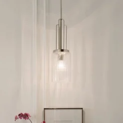 Elstead Lighting Kimrose Pendelleuchte 1-Light Nickel poliert Klarglas E27